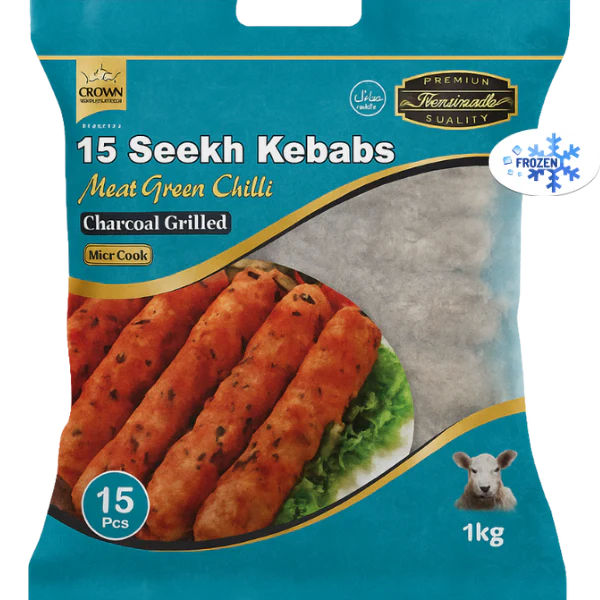 CROWN Green Chilli Meat Kebab - 15 Pcs x 10 Pkts 1 KG